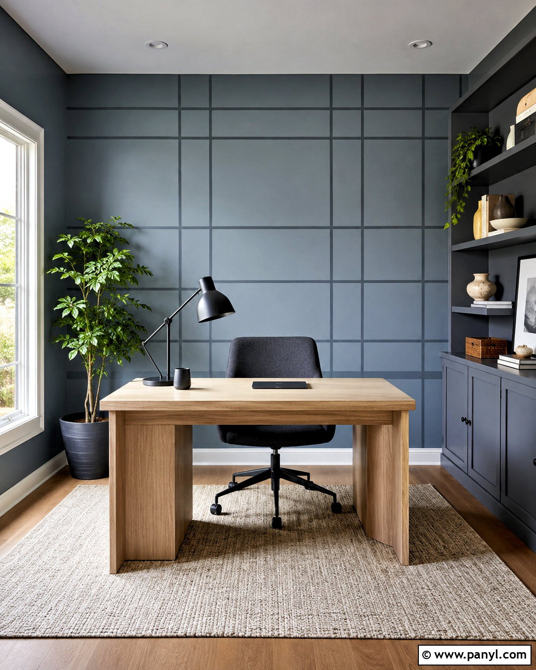Home Office Geometric Grid Wall Paint - 35 Simple Geometric Wall Paint Ideas