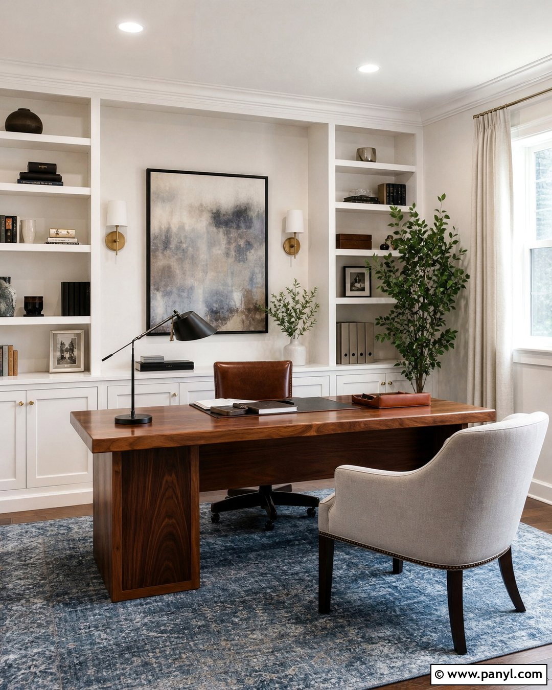 Home Office With Alabaster Walls And White Trim - 35 Alabaster Walls With White Trim Ideas