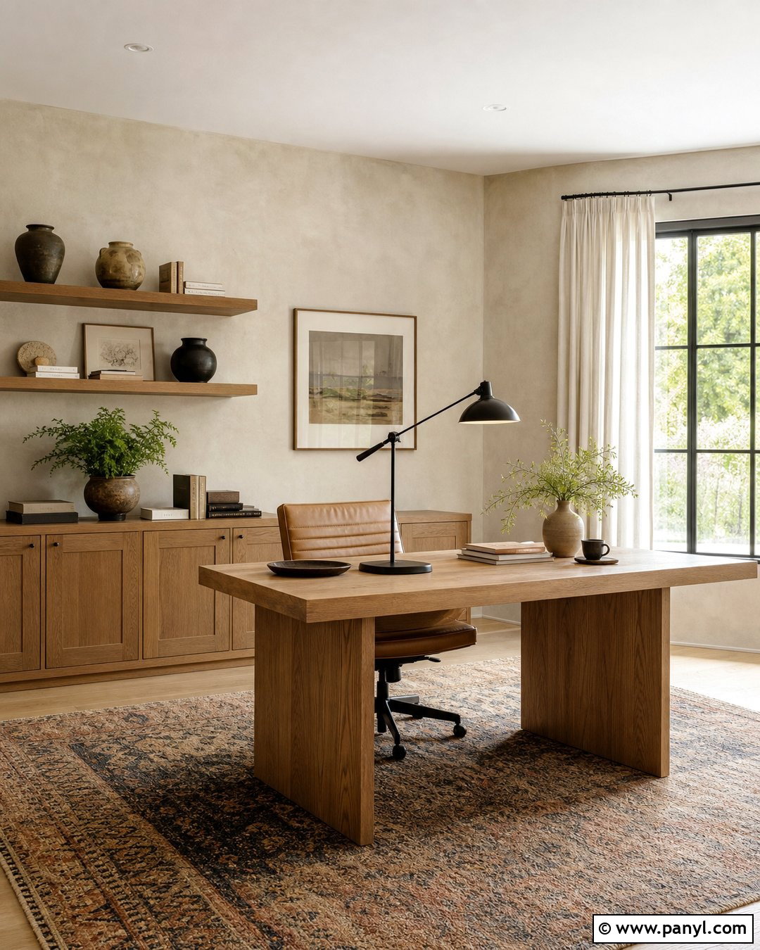 Home Office With Cream Limewash Walls - 30 cream limewash walls