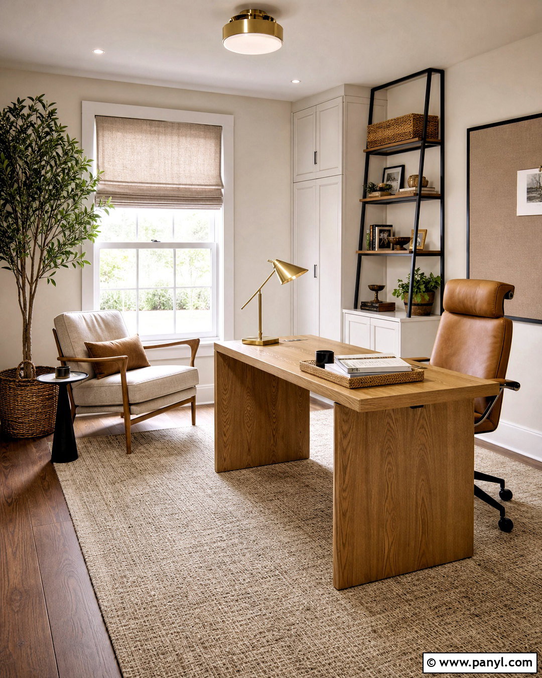 Home Office With Dark Wood Floors - 20 dark wood floors white walls