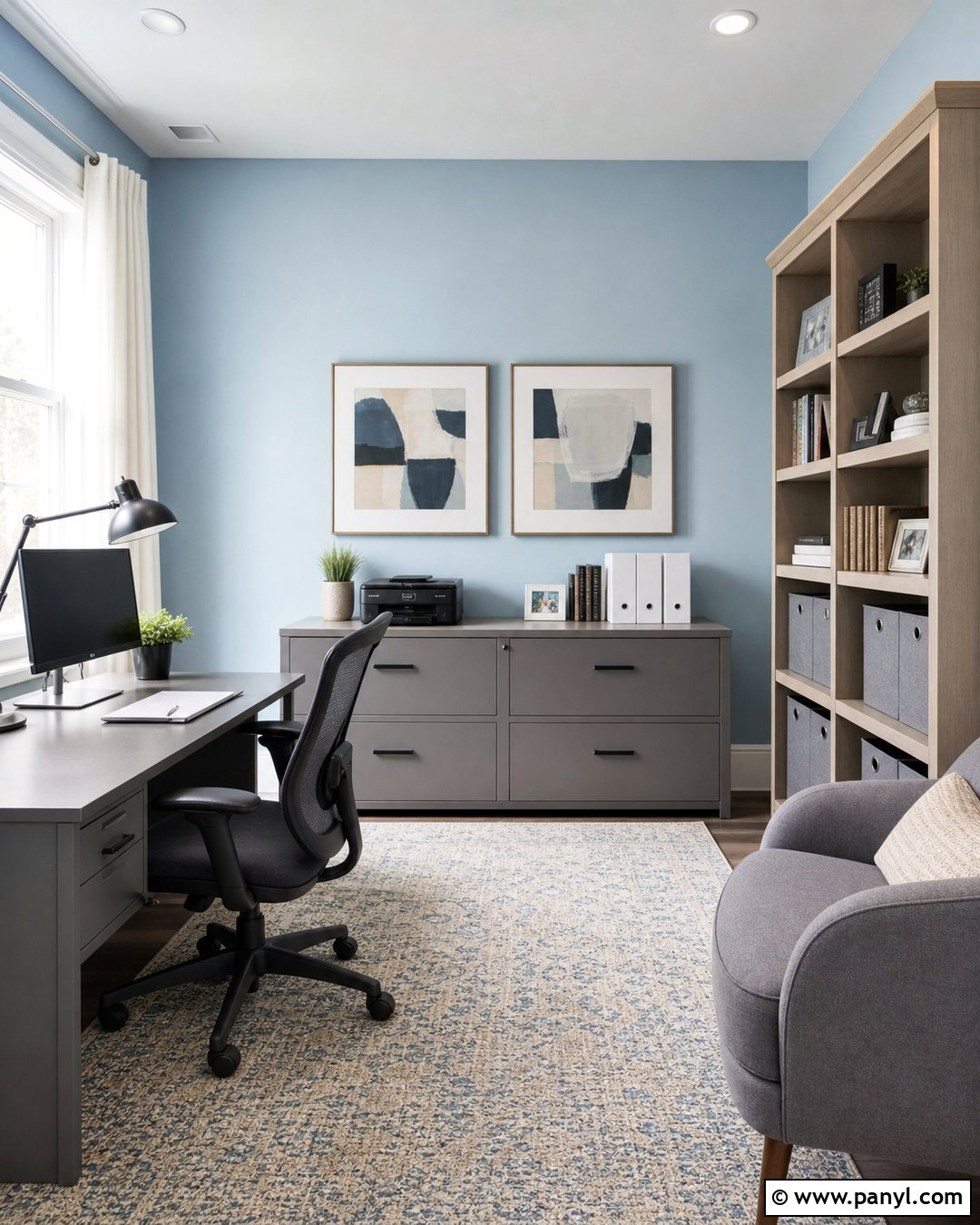 Home Office With Light Blue Walls And Grey Furniture - 20 Light Blue Walls With Grey Furniture Ideas