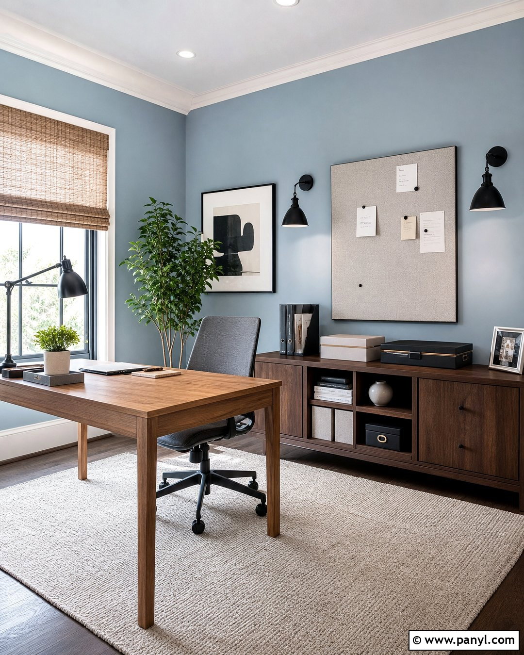 Home Office With Light Blue Walls - 50 light blue walls