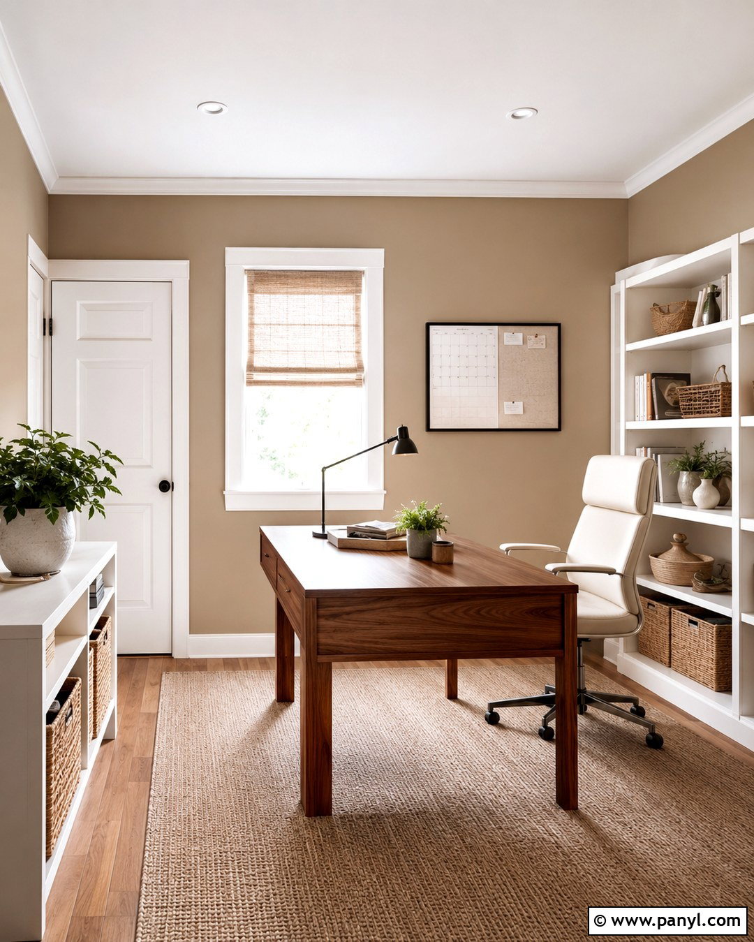 Home Office With Light Brown Walls And White Trim - 20 Light Brown Walls With White Trim Ideas