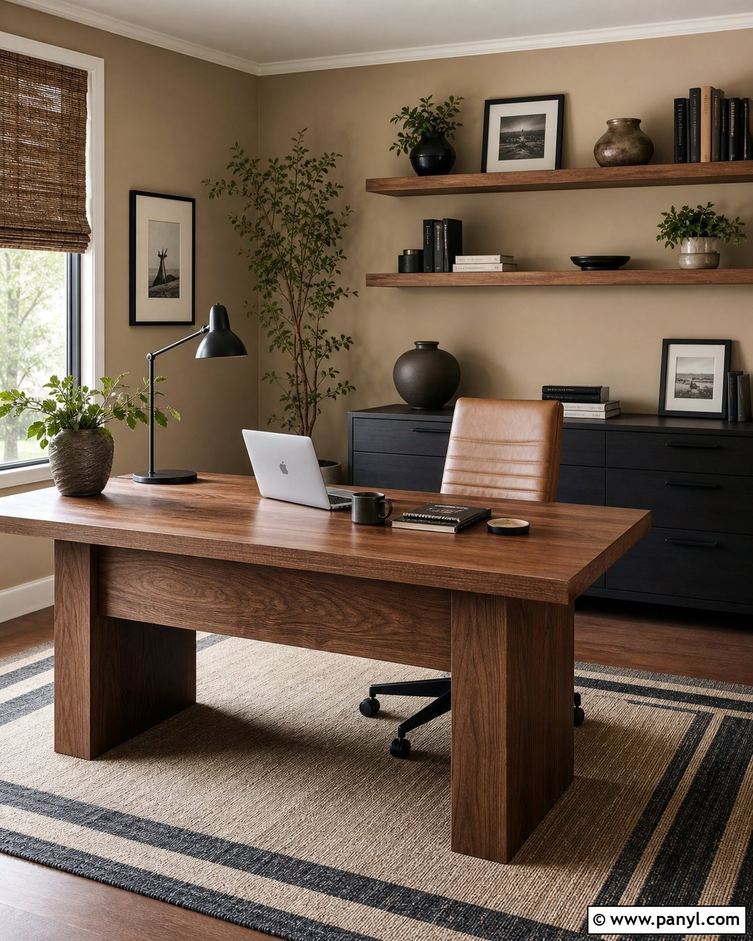 Home Office With Vanilla Latte Walls - 50 Vanilla Latte Color Wall Ideas