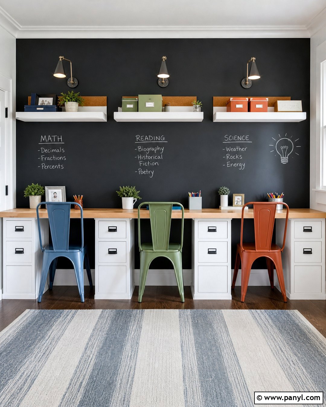 Homework Station Chalkboard Wall - 20 Chalkboard Painted Wall Ideas