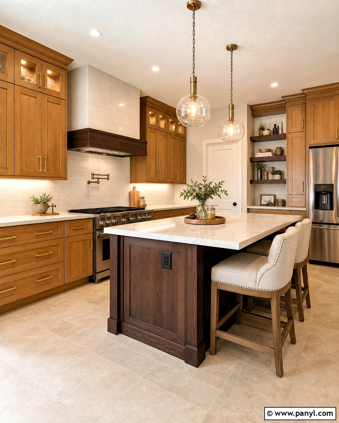 Honey Oak And Dark Walnut Kitchen - 20 wood tones that go together ideas