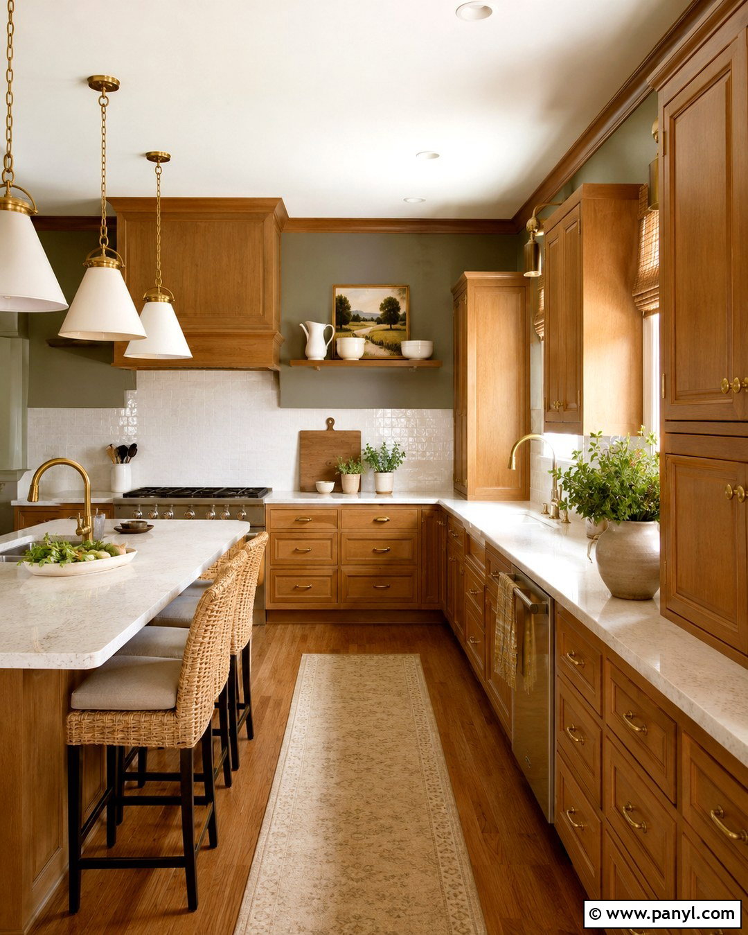 Honey Oak And Sage Green Walls - 20 Wood And Wall Color Combination Ideas
