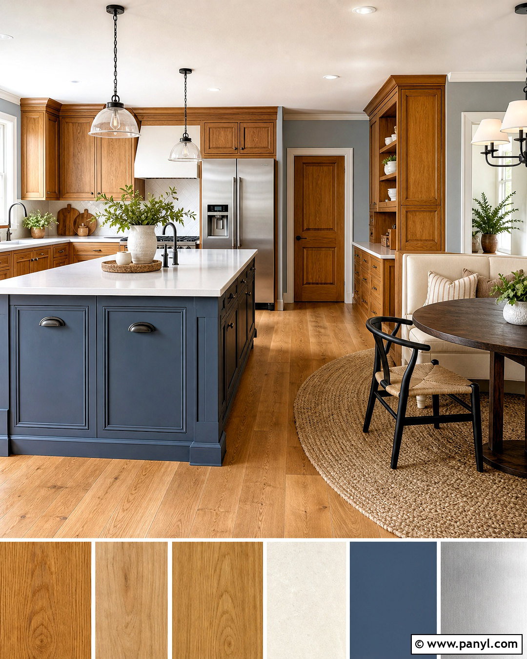 Honey Oak And Soft Blue Wood Color Palette - 20 wood colour palette ideas