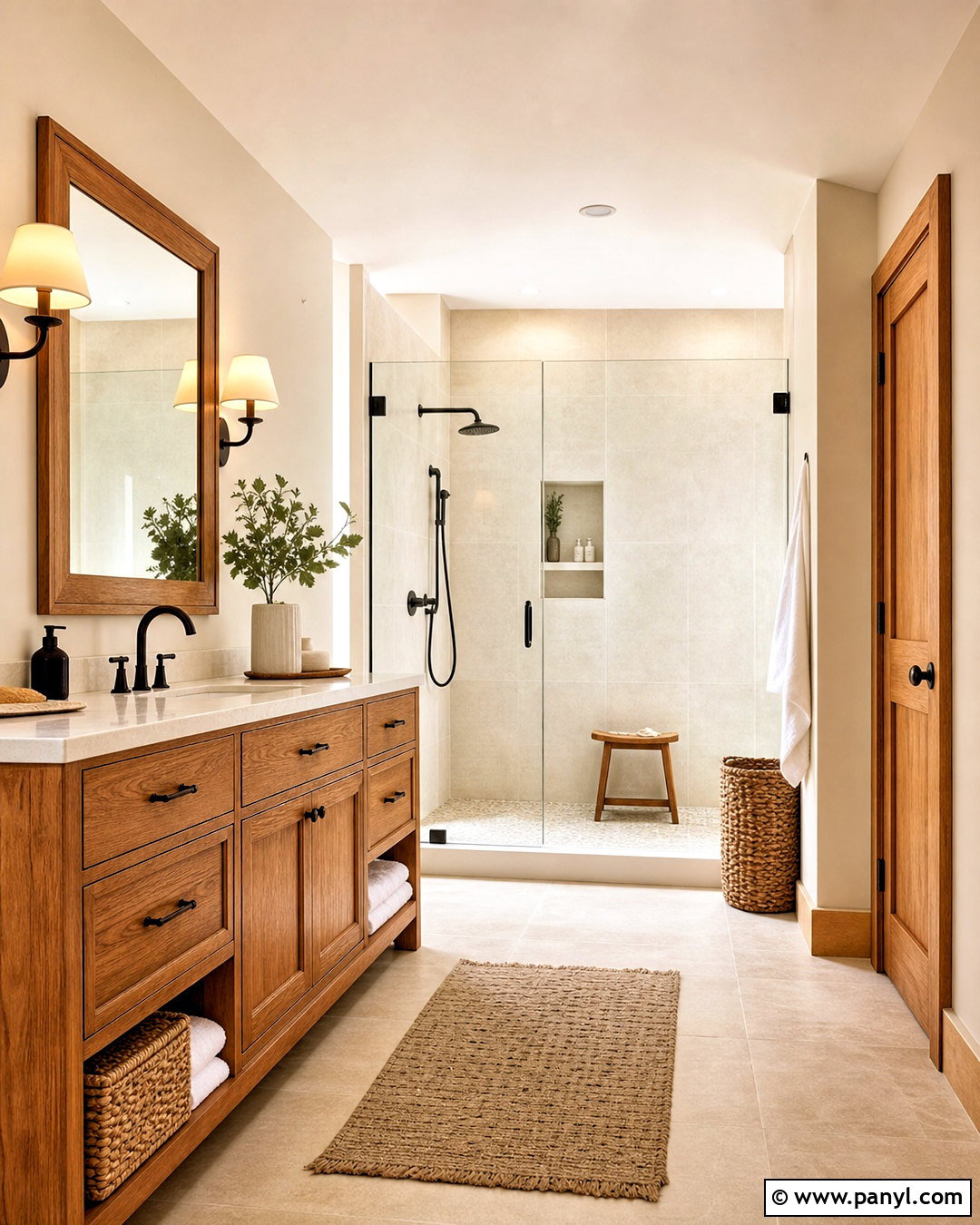 Honey Oak Bathroom With Cream Limestone Tile - 20 honey oak bathroom ideas