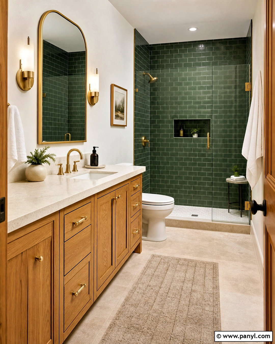 Honey Oak Bathroom With Dark Green Tile - 20 honey oak bathroom ideas