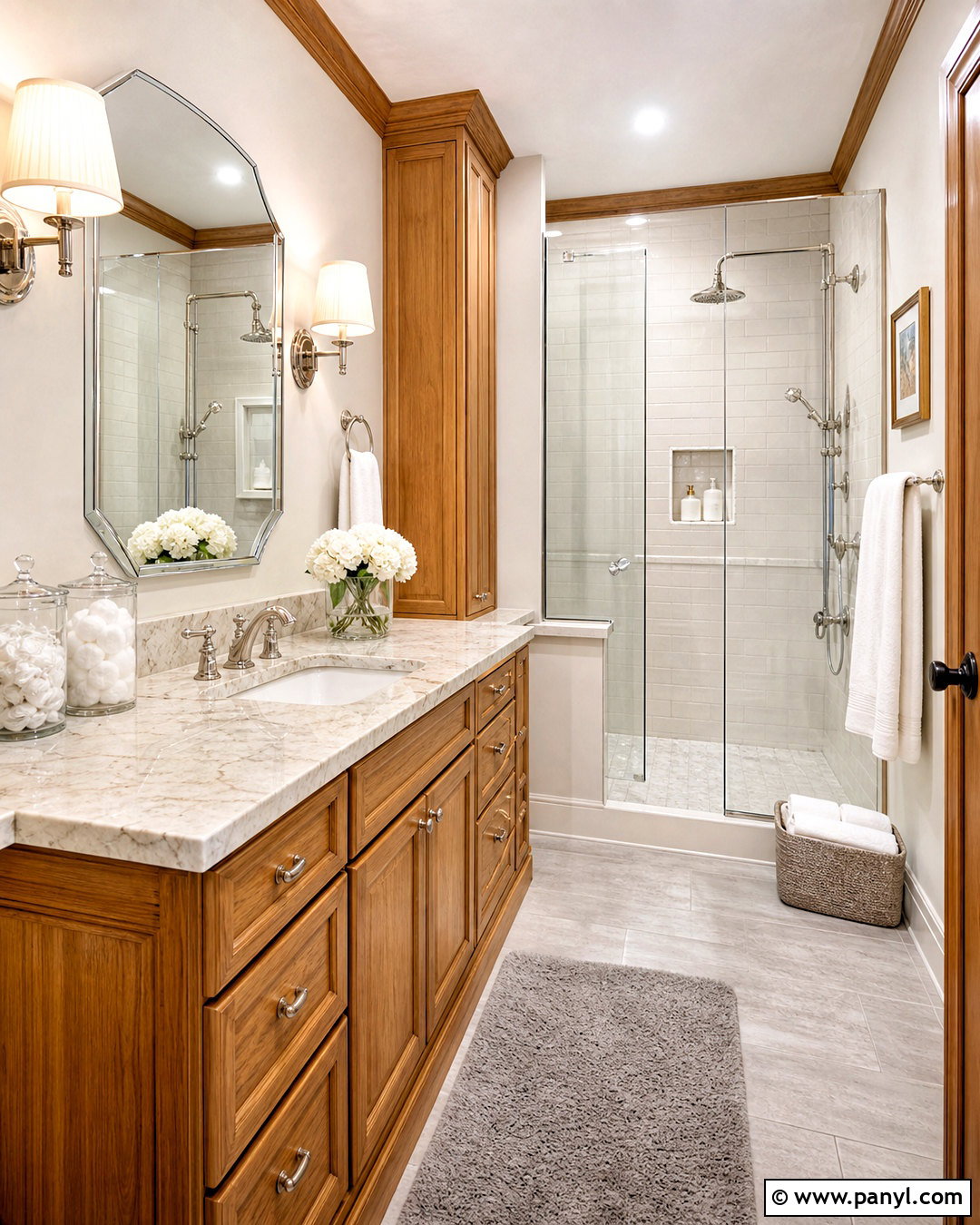 Honey Oak Bathroom With Marble Countertops - 20 honey oak bathroom ideas