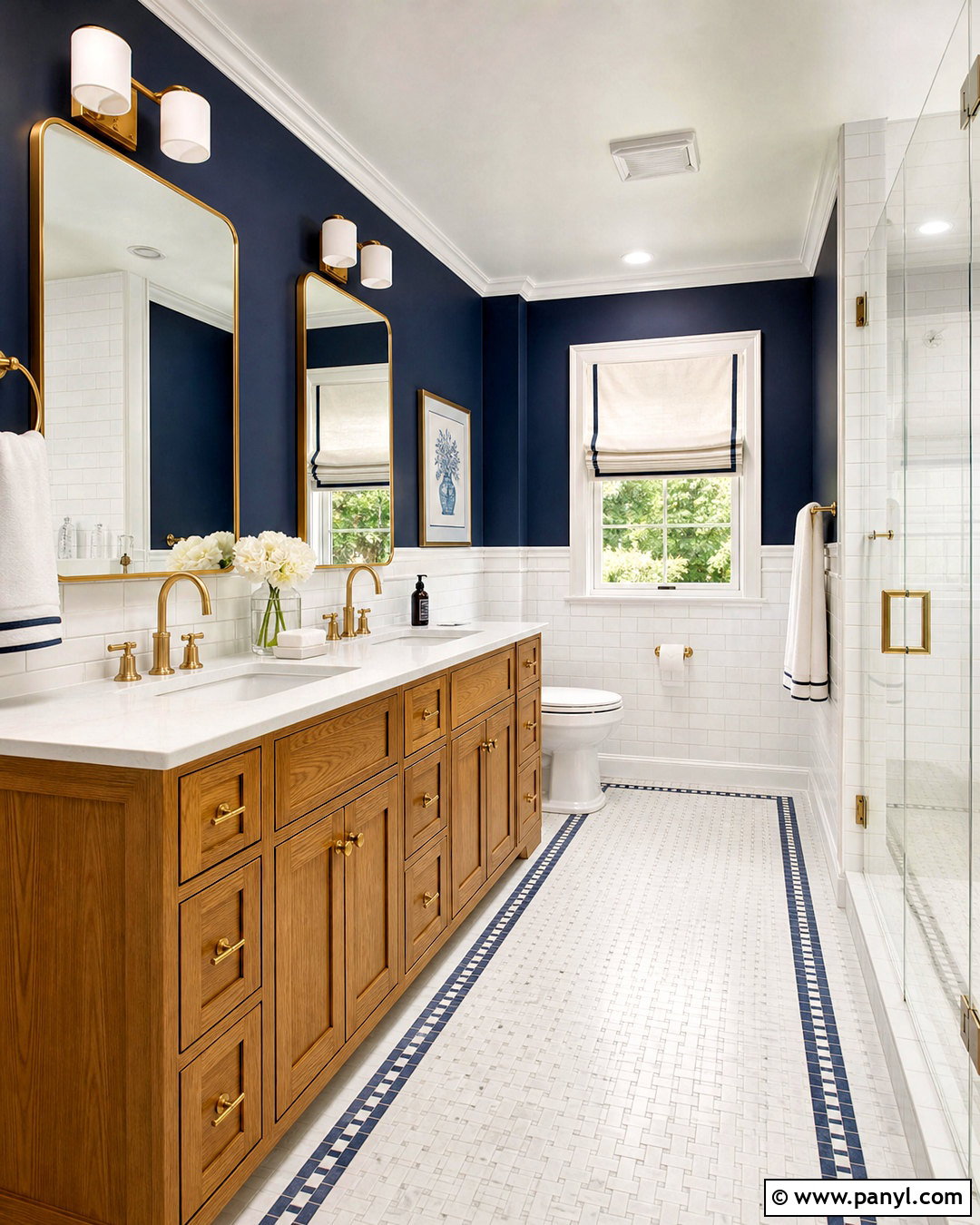 Honey Oak Bathroom With Navy Walls - 20 honey oak bathroom ideas
