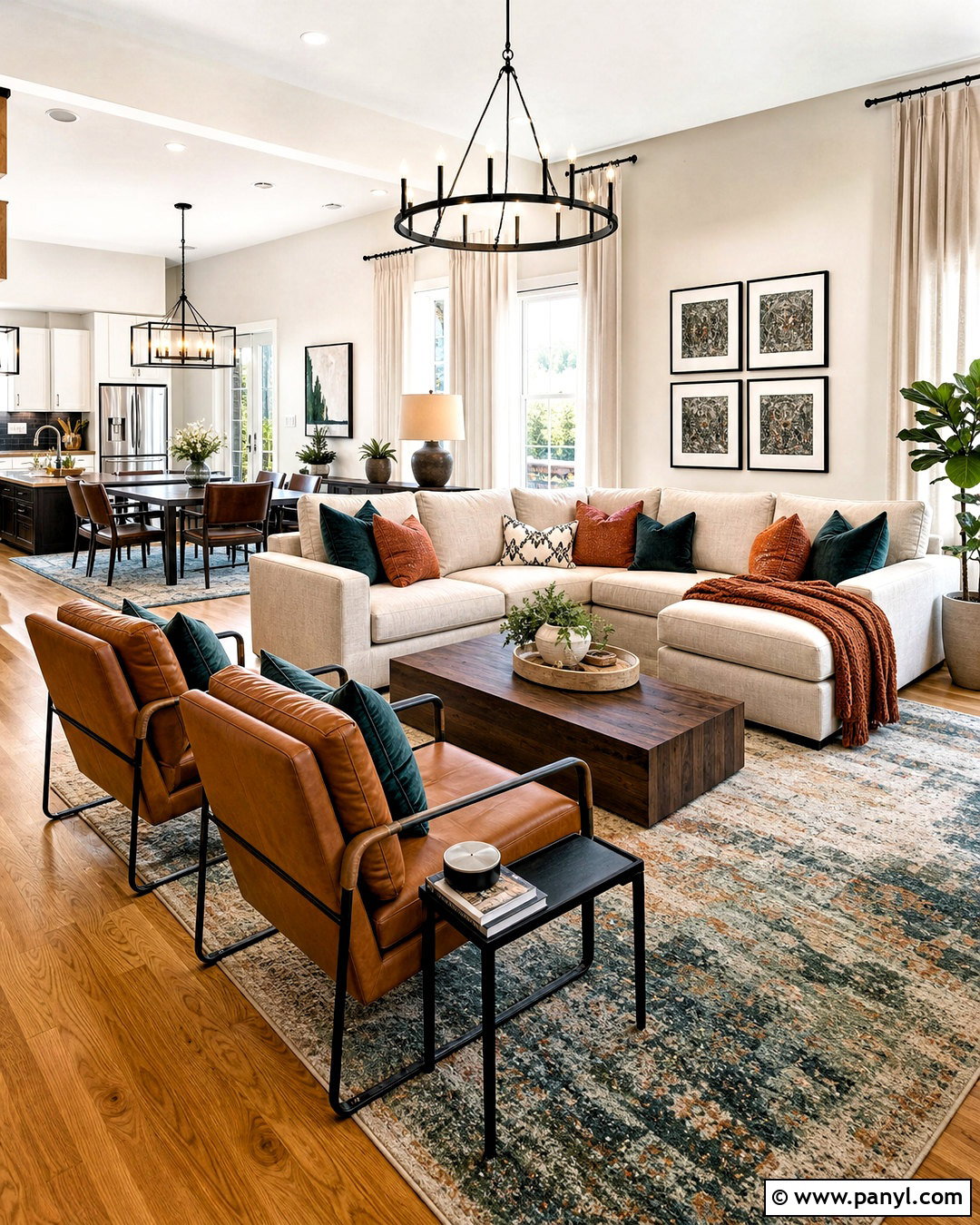 Honey Oak Floors In An Open Concept Living Room - 20 honey oak floors living room ideas