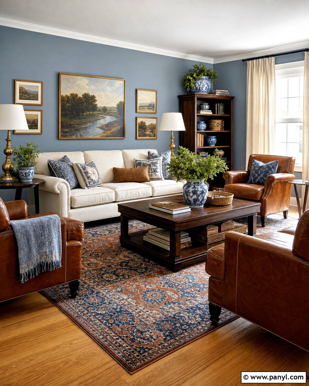 Honey Oak Floors With Dusty Blue Walls - 20 honey oak floors living room ideas