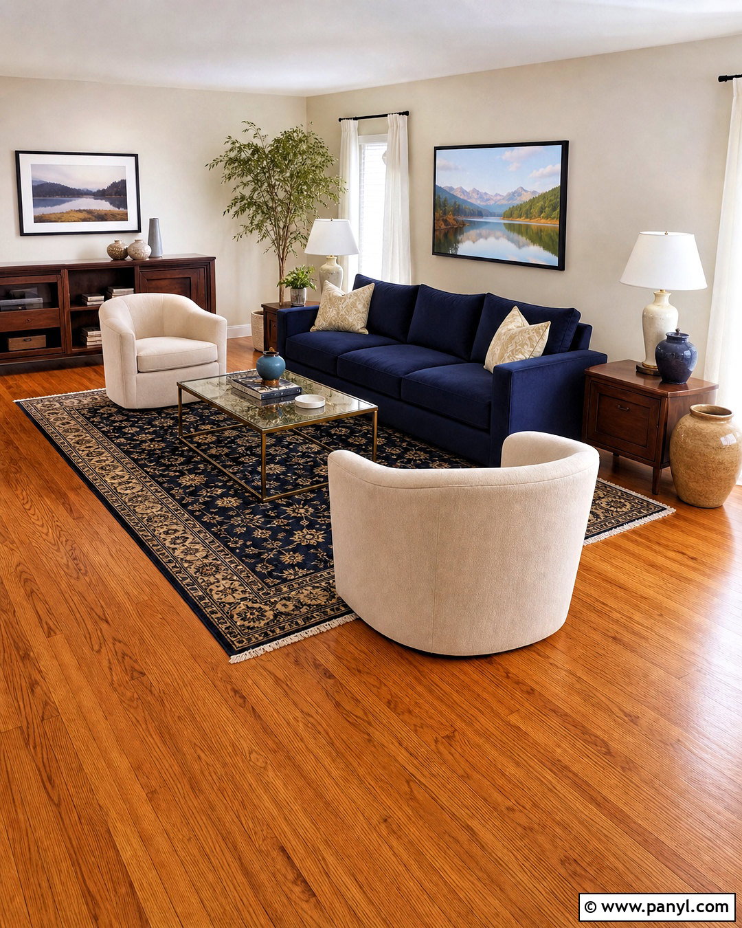 Honey Oak Floors With Navy Blue Furniture - 20 honey oak floors living room ideas