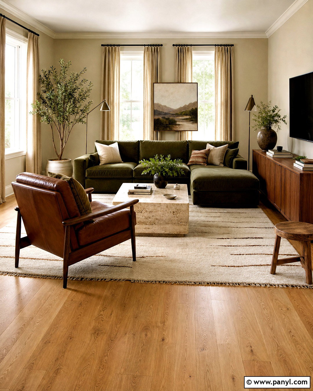 Honey Oak Floors With Olive Green Furniture - 20 honey oak floors living room ideas
