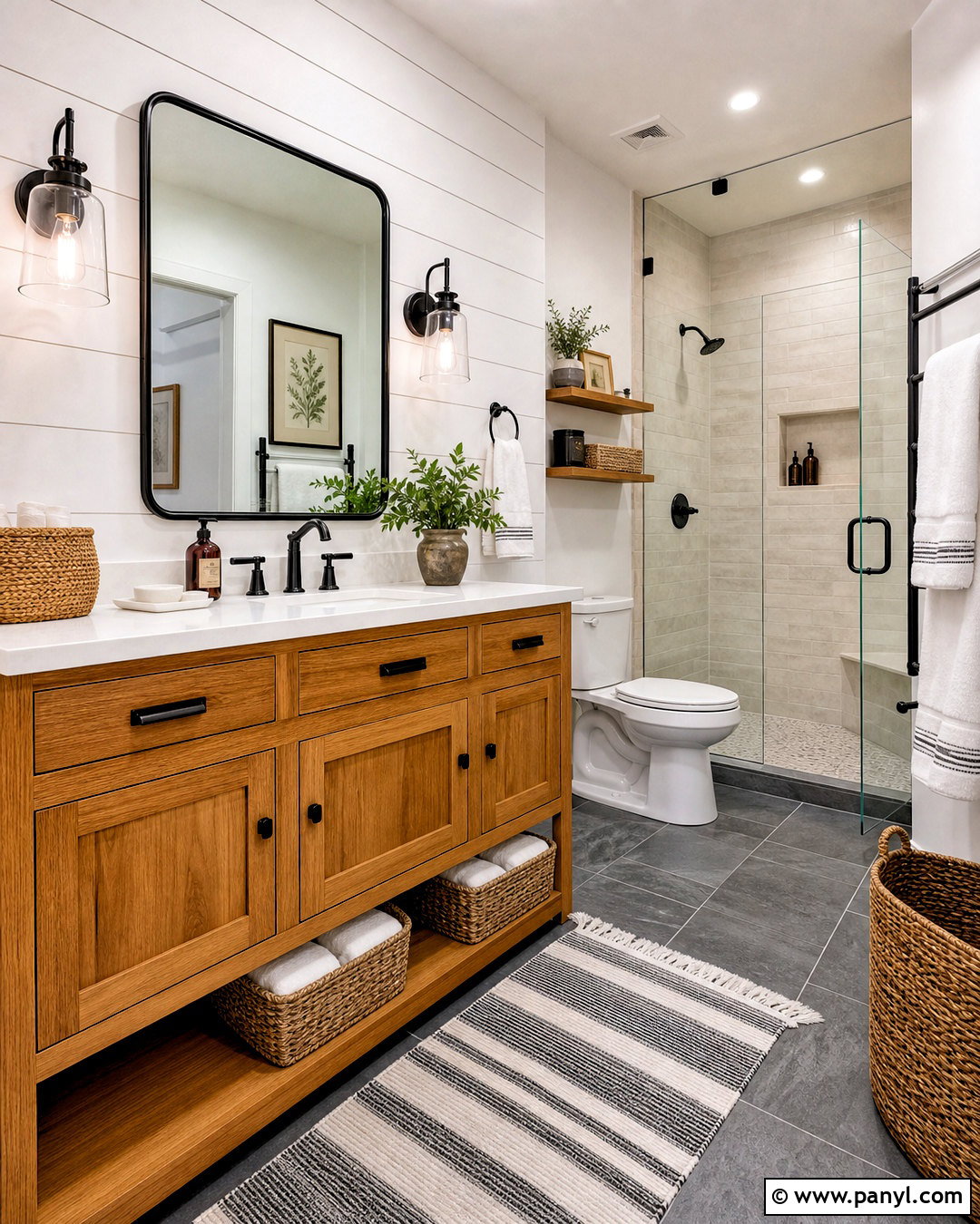 Honey Oak Modern Farmhouse Bathroom - 20 honey oak bathroom ideas