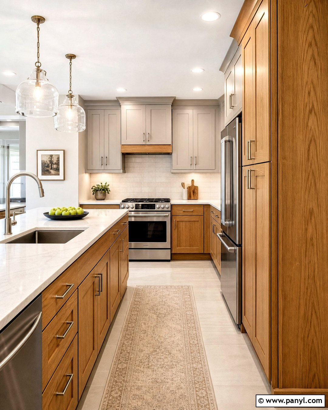 Honey Oak Wood And Soft Gray - 20 wood colour combination ideas