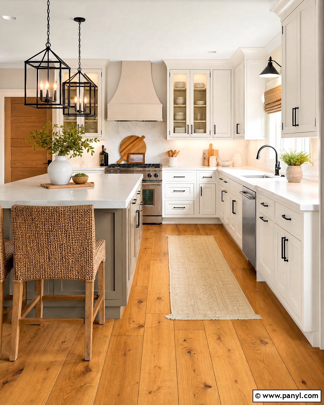 Honey Wood Floors In A Modern Farmhouse Kitchen - 20 honey wood floors