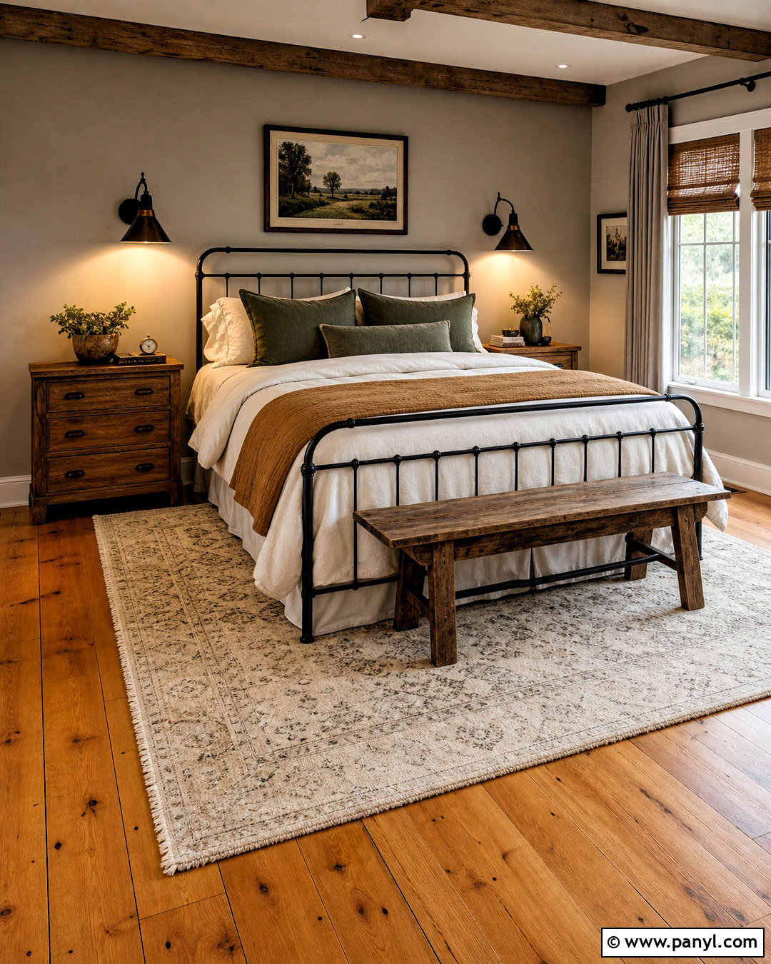 Honey Wood Floors In A Rustic Bedroom - 20 honey wood floors