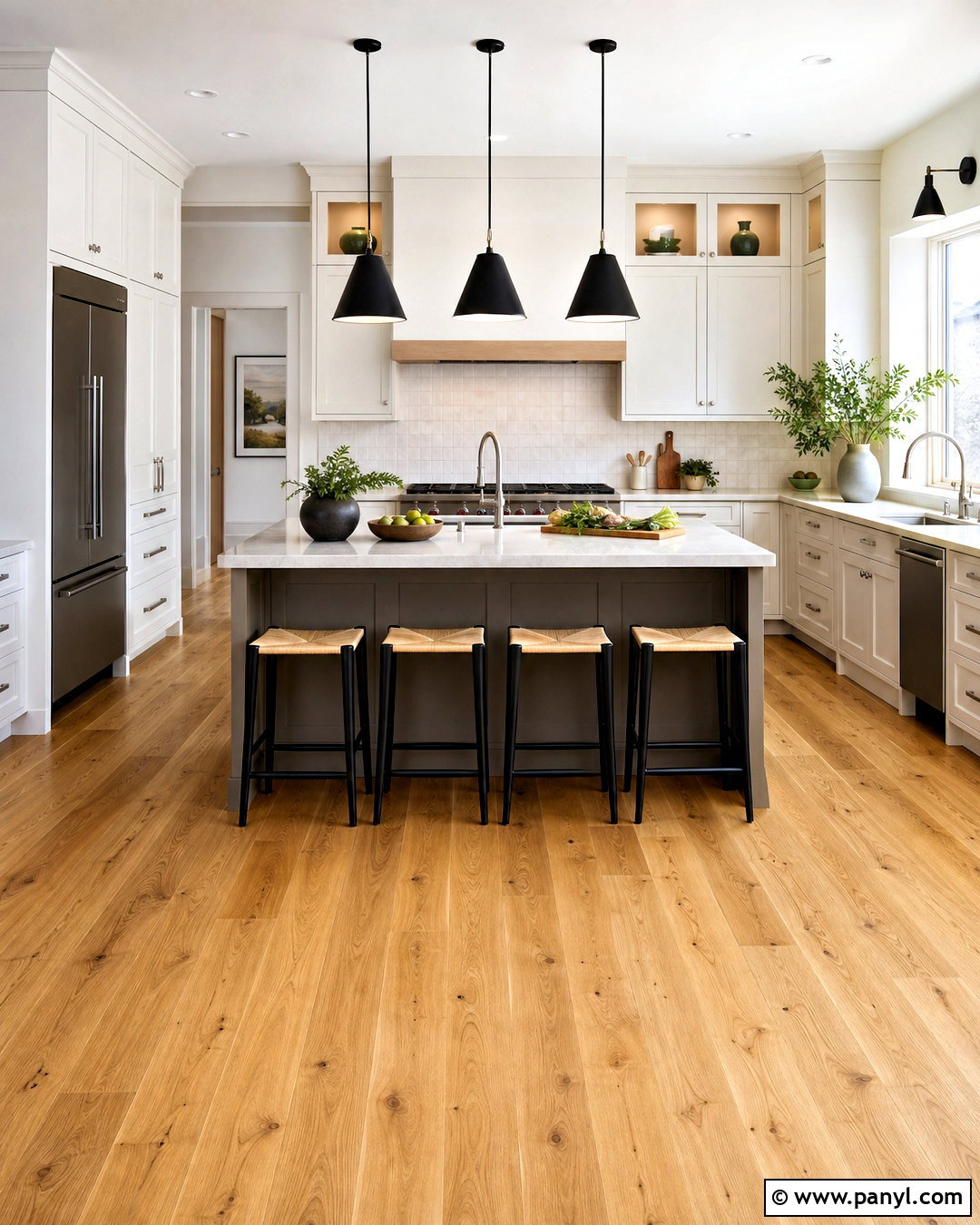Honey Wood Floors In A White Kitchen - 20 honey wood floors