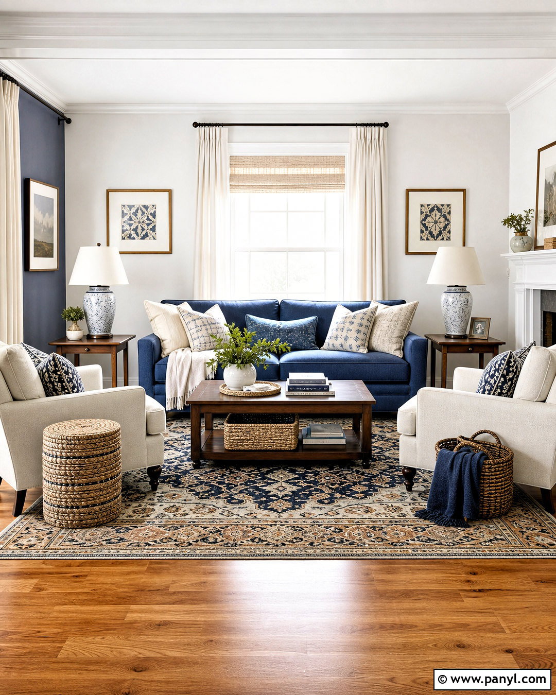 Honey Wood Floors With Blue And White Decor - 20 honey wood floors