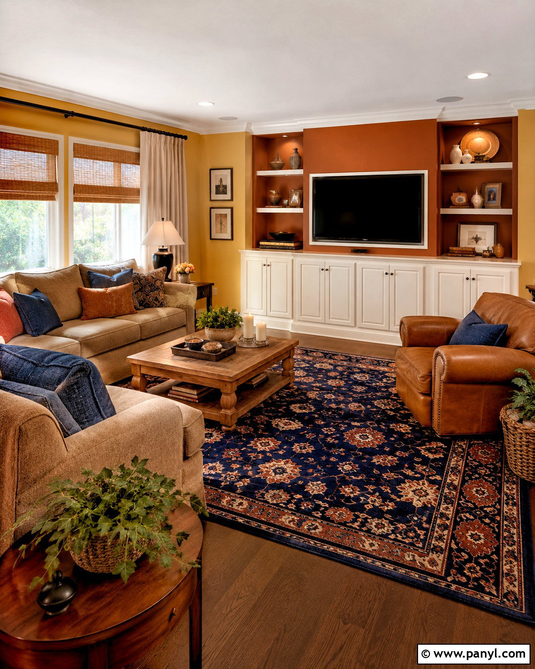 Honey Yellow And Pumpkin Orange Family Room Walls - 20 Yellow And Orange Walls
