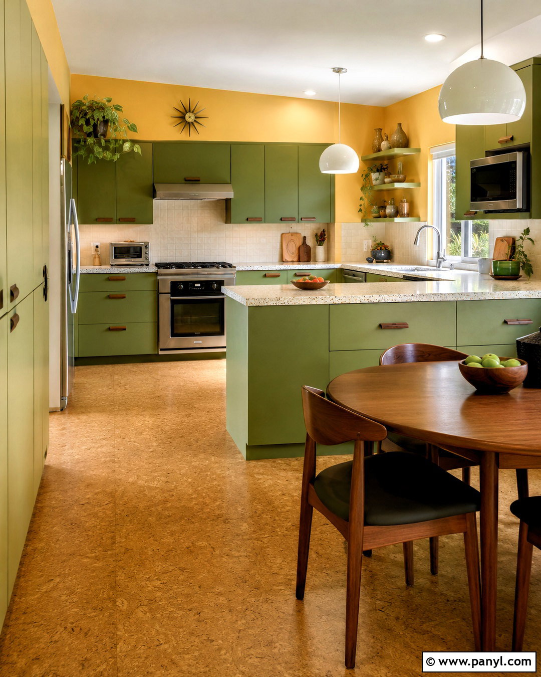 Honey Yellow Walls With Avocado Green Cabinets - 20 Yellow Wall Green Cabinets