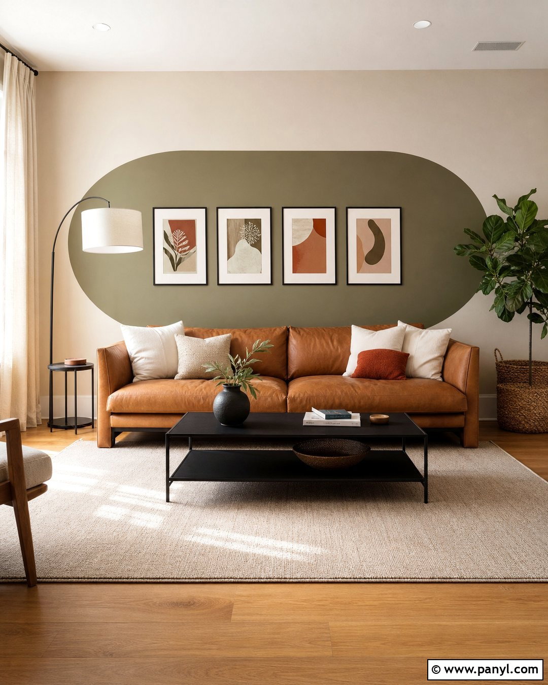 Horizontal Oval Accent Wall Behind Sofa - 20 Painted Oval Accent Wall Ideas