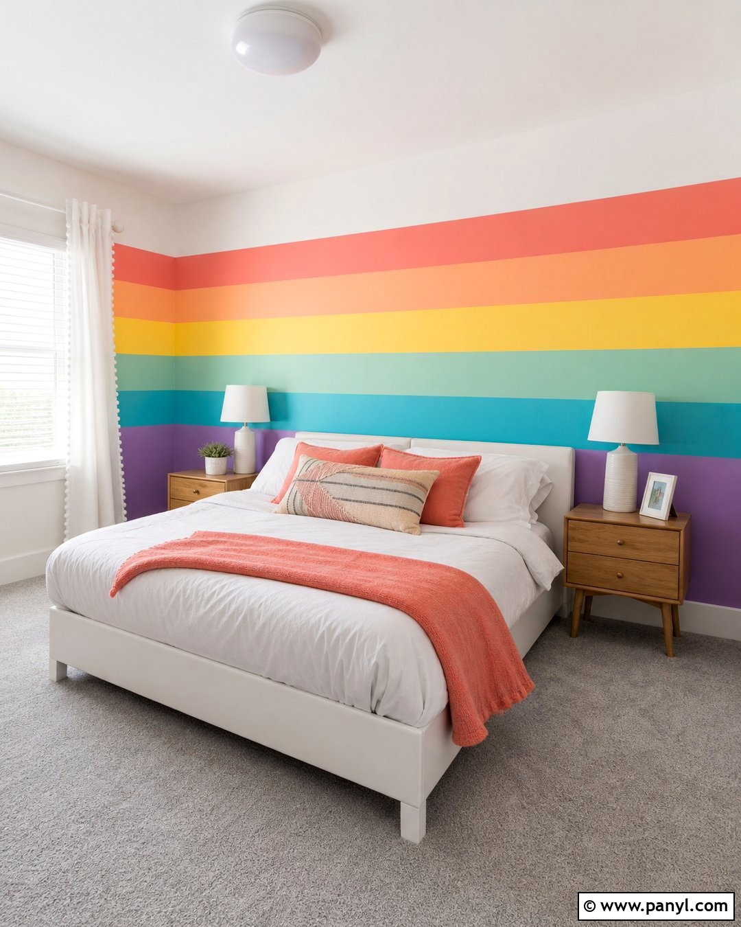 Horizontal Rainbow Stripe Wall - 30 Rainbow Stripe Wall Ideas
