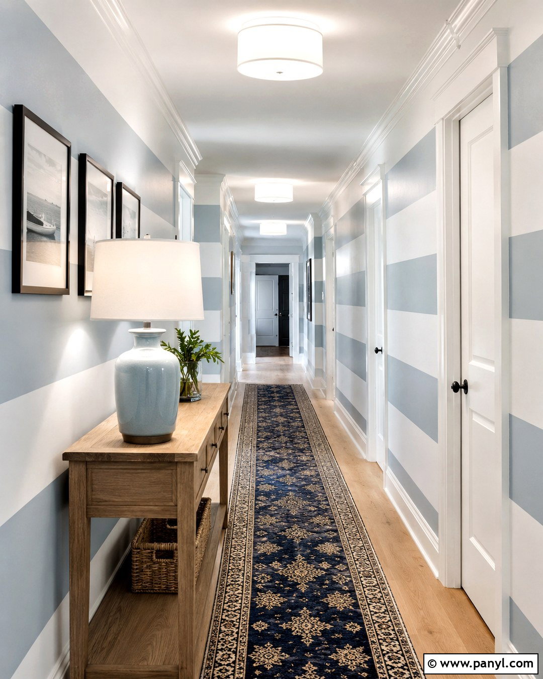 Horizontal Striped Hallway Wall - 20 Stripe On Wall Ideas