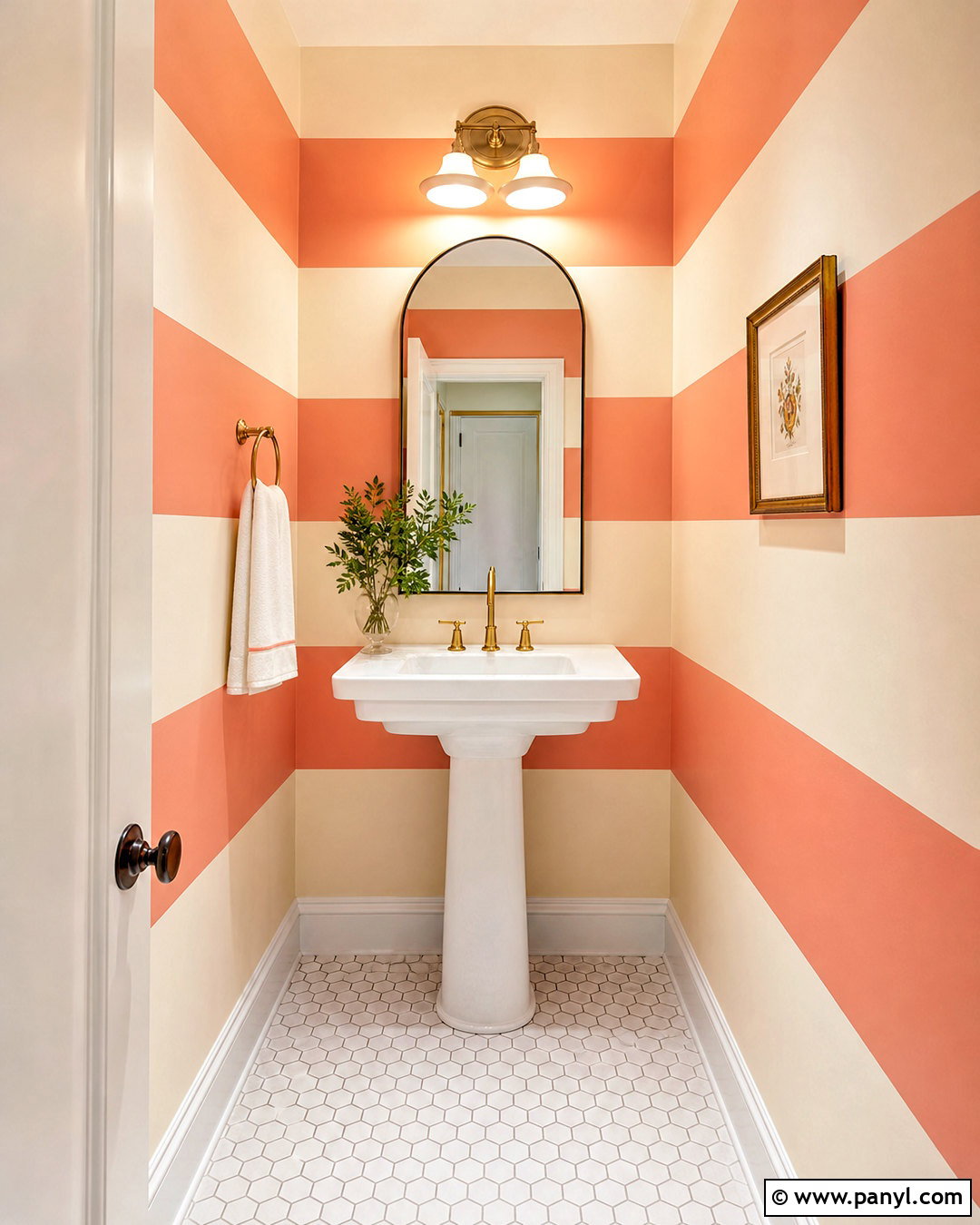 Horizontal Striped Powder Room Walls - 20 interior wall painting ideas