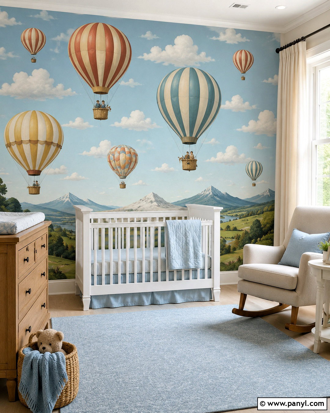 Hot Air Balloon Nursery Wall - 20 nursery wall painting ideas