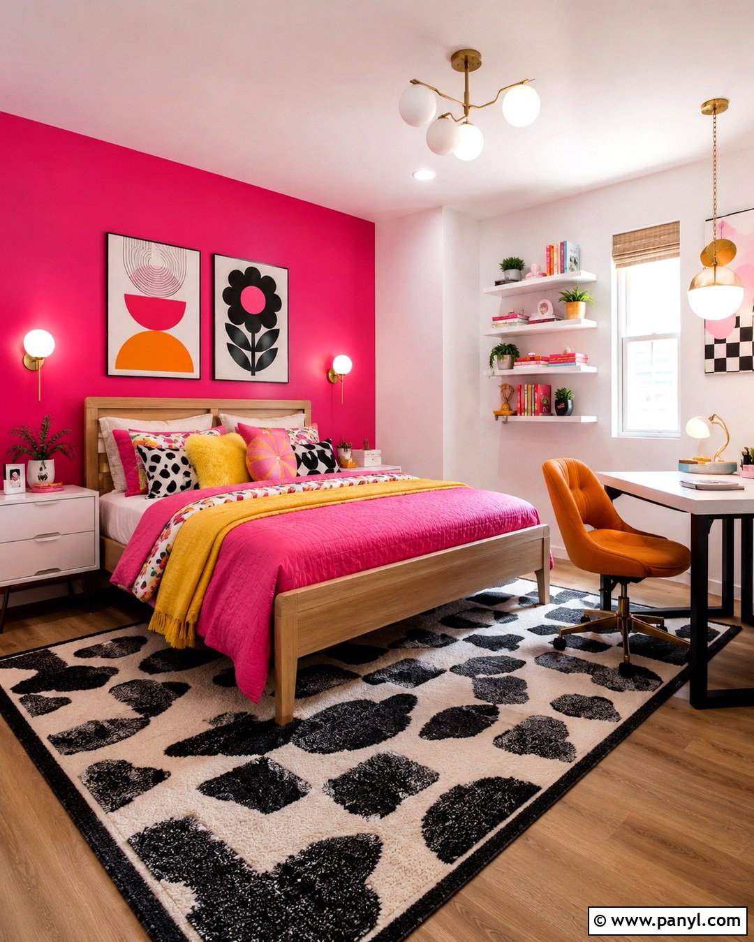 Hot Pink Accent Wall Girls Room - 20 Pink Wall Colors For Girls Room Ideas