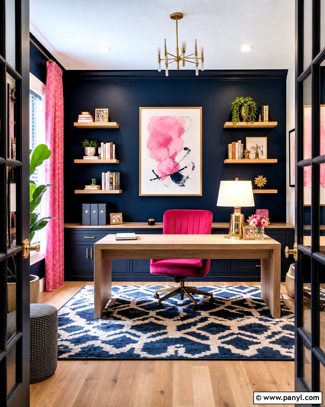 Hot Pink And Navy Home Office - 20 hot pink room decor ideas