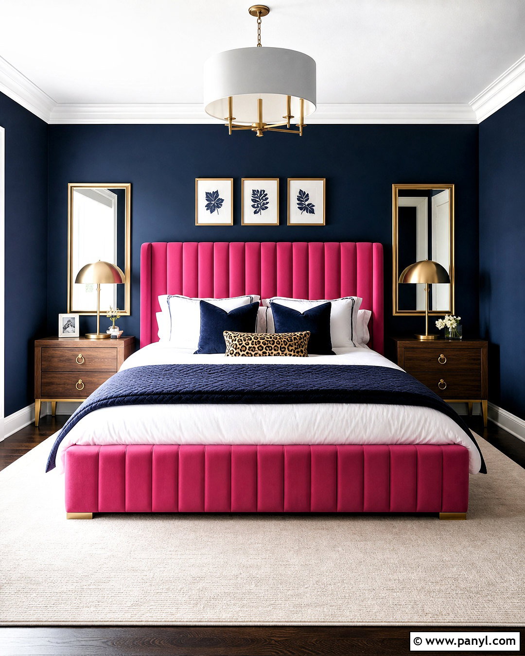 Hot Pink Bed With Navy Blue Walls - 20 hot pink furniture ideas