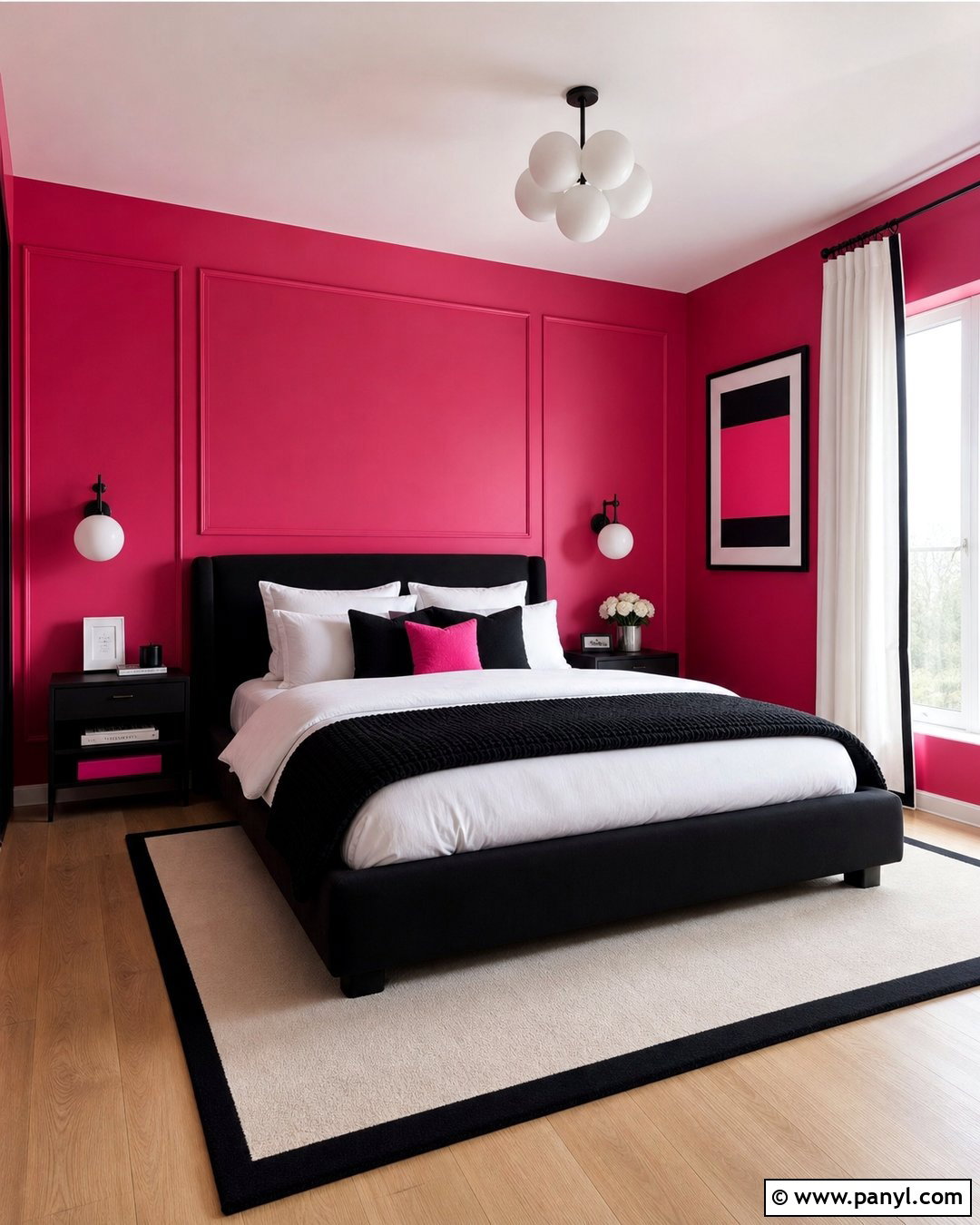 Hot Pink Bedroom With Black Accents - 35 hot pink walls