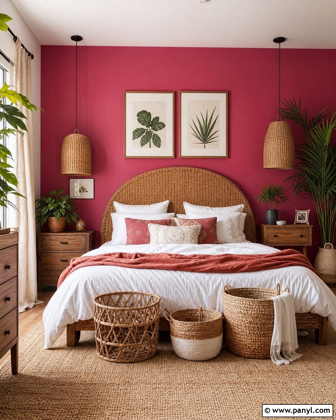Hot Pink Bedroom With Boho Decor - 35 hot pink walls