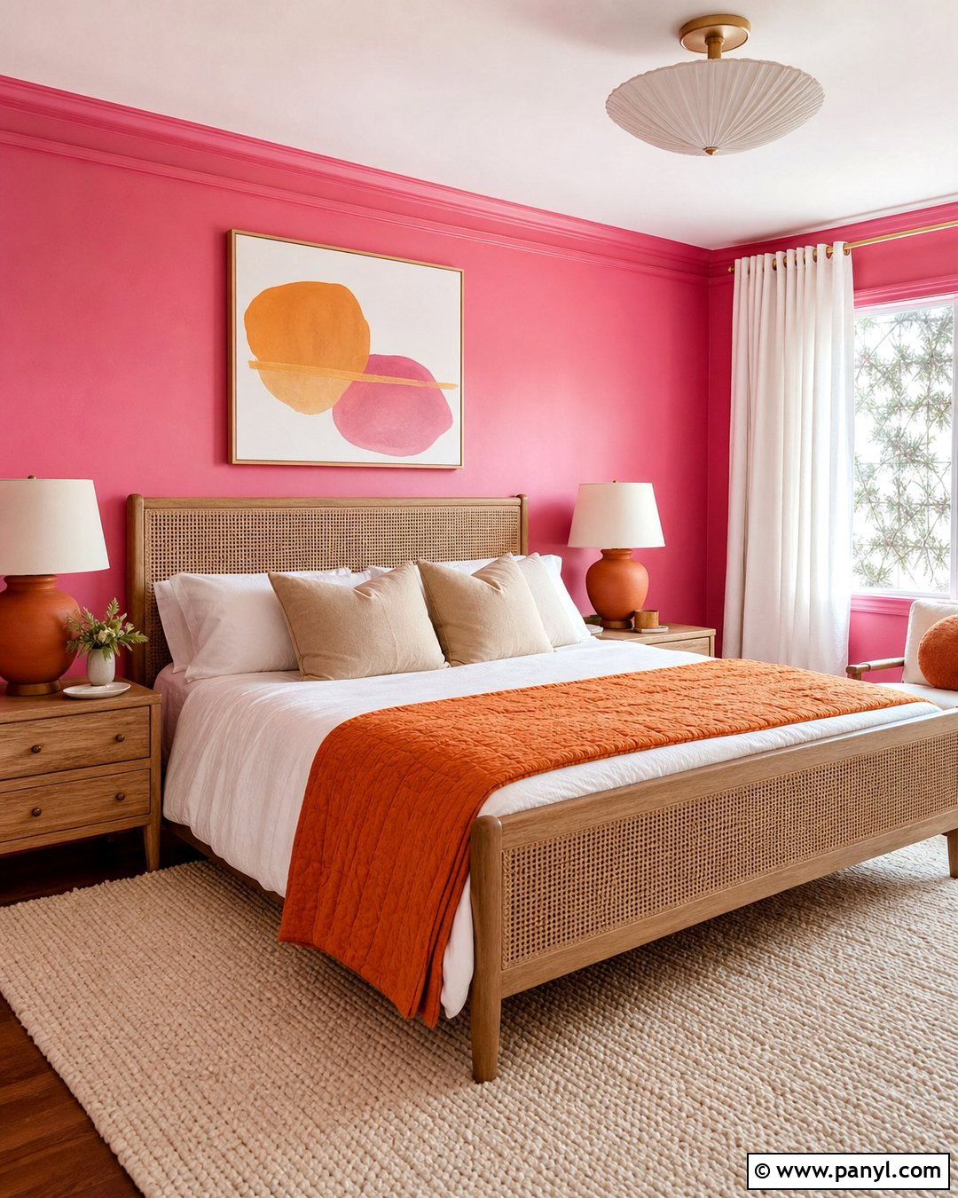 Hot Pink Bedroom With Orange Accents - 35 hot pink walls