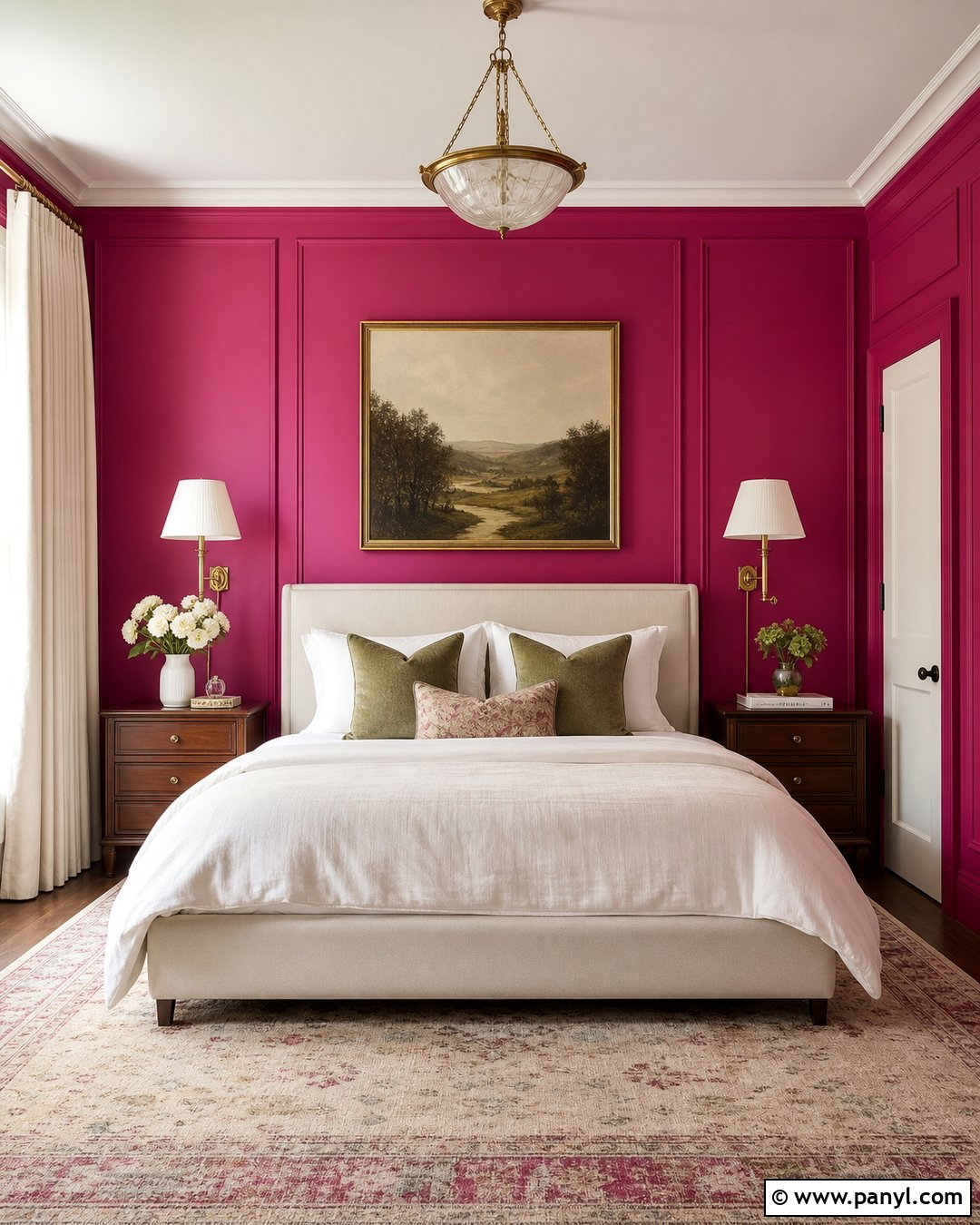 Hot Pink Bedroom With Wall Molding - 35 hot pink walls