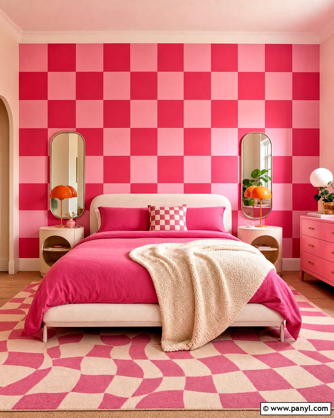 Hot Pink Checkerboard Room - 20 hot pink room aesthetic ideas