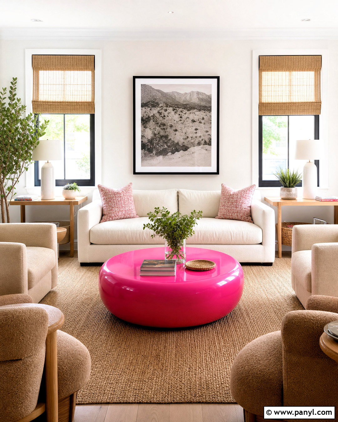 Hot Pink Coffee Table With Cream Seating - 20 hot pink furniture ideas