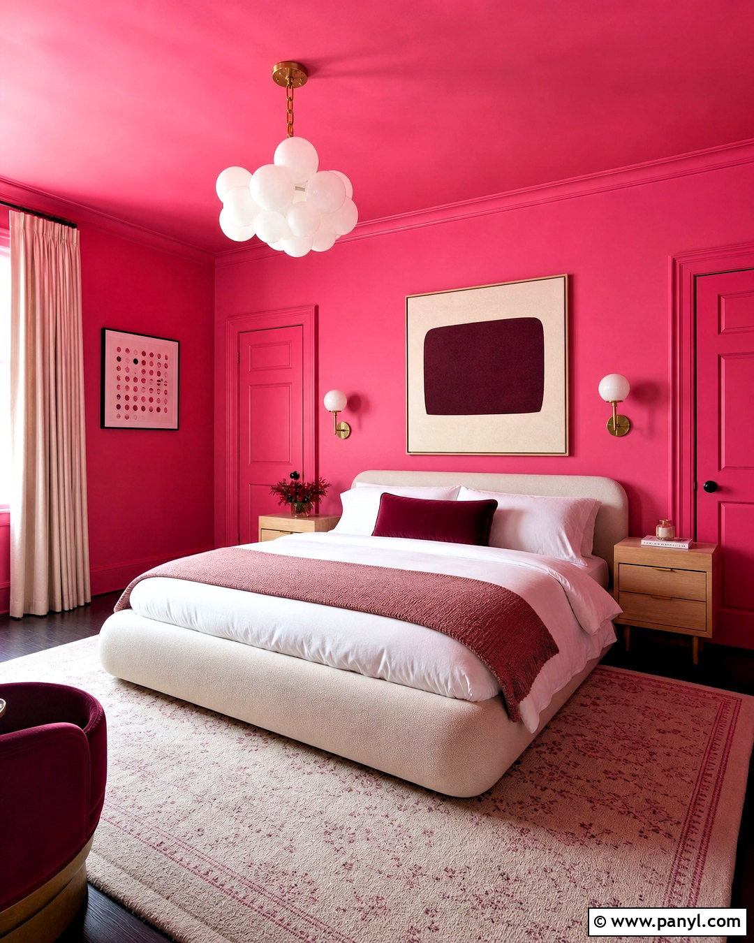 Hot Pink Color Drenched Bedroom - 20 hot pink room ideas
