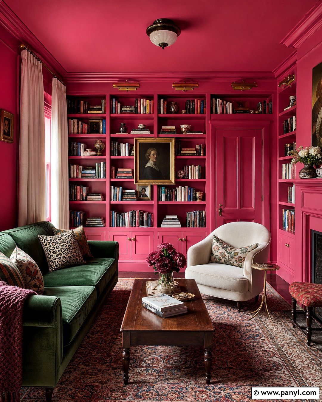 Hot Pink Color-Drenched Library - 35 hot pink walls