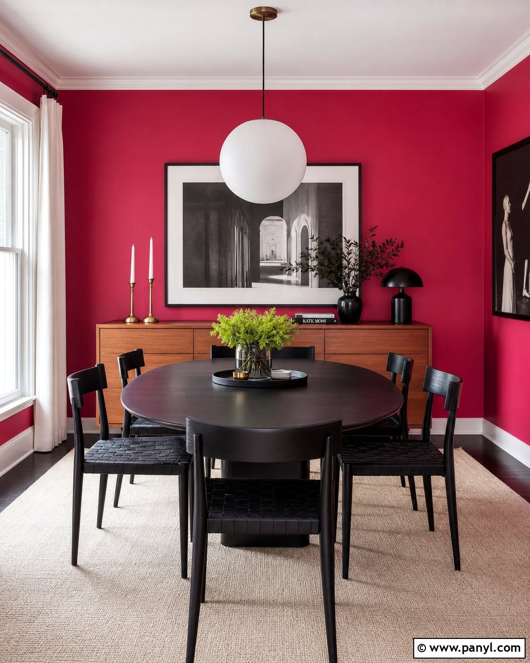 Hot Pink Dining Room With Black Table - 35 hot pink walls