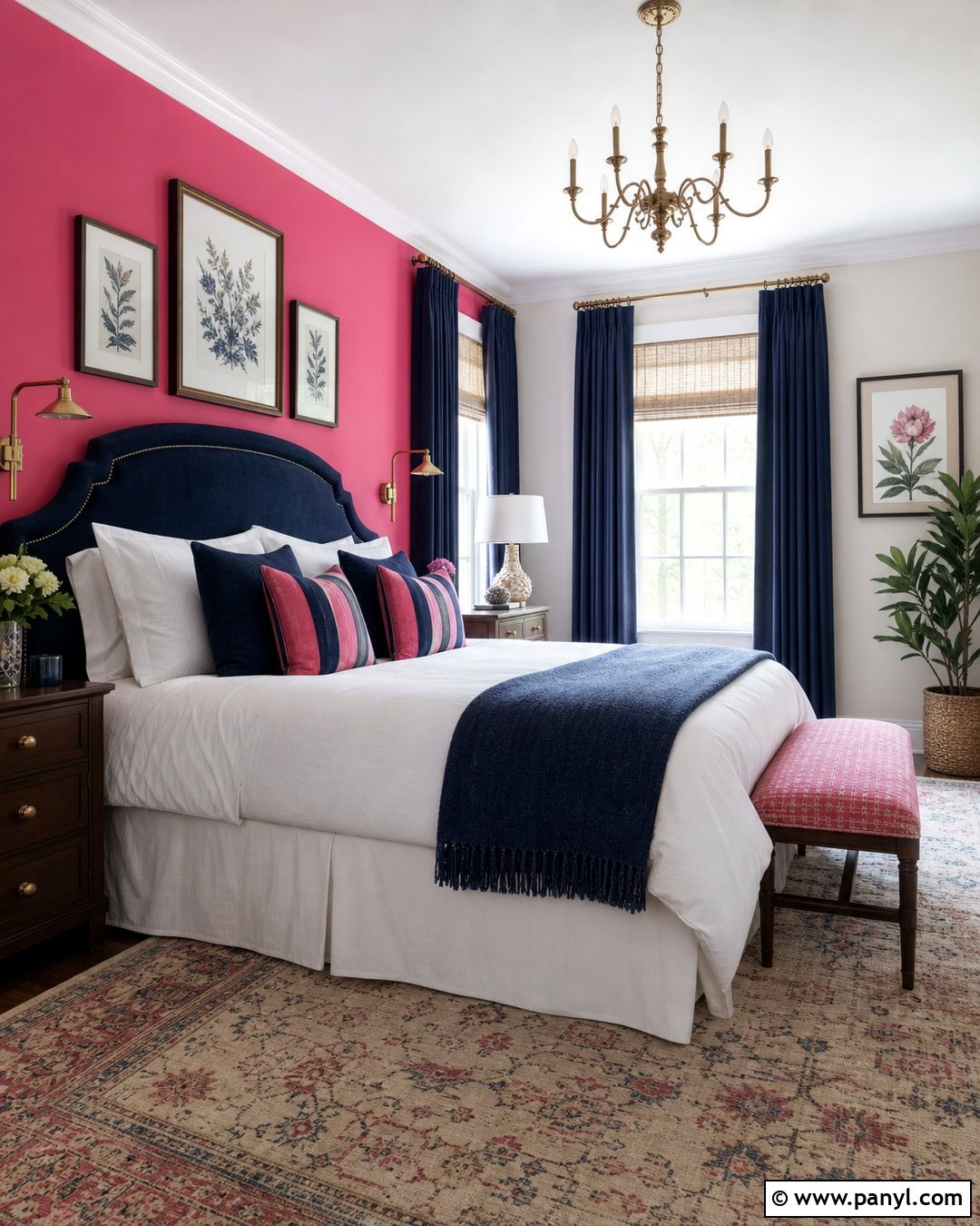 Hot Pink Guest Room With Navy Blue - 35 hot pink walls