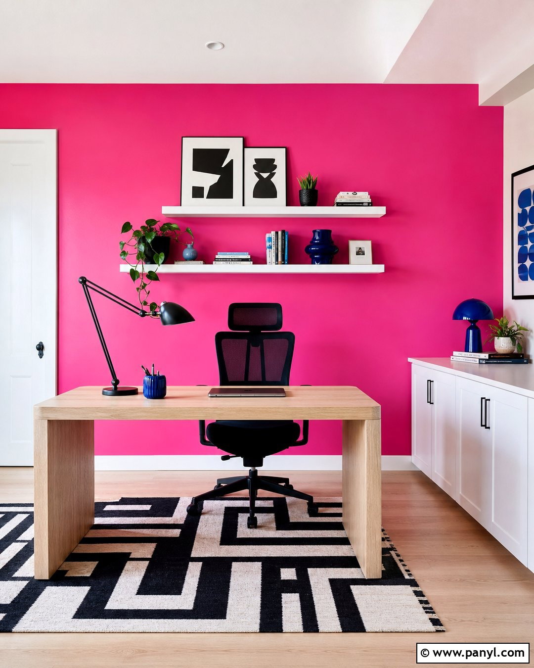 Hot Pink Home Office Accent Wall - 35 pink accent walls