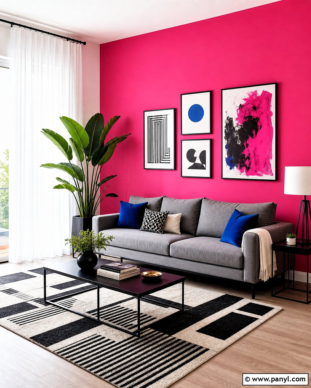 Hot Pink Living Room Wall - 20 pink feature wall ideas