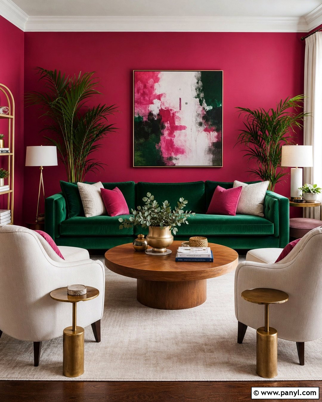 Hot Pink Living Room With Emerald Green - 35 hot pink walls