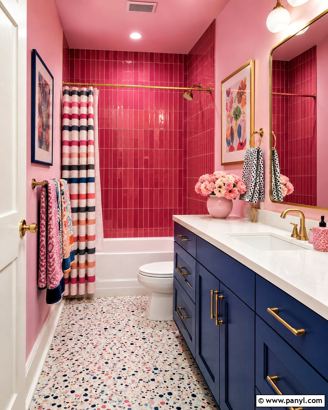 Hot Pink Maximalist Bathroom - 20 pink bathroom aesthetic ideas